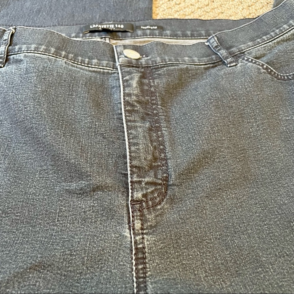 Lafayette 148 NY Thompson High Rise Dark Wash Stretch Denim Blue Jean Women’s 14 - Picture 14 of 15